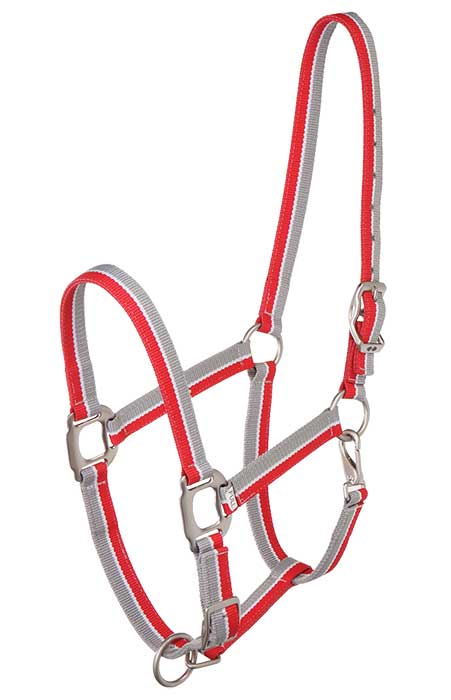 Headstall Striped Red & Grey