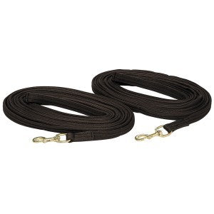 Driving Reins Long Lines Cushioned Web Black Pair 30ft