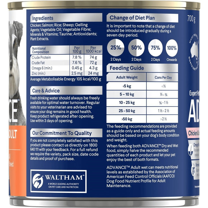 Advance Dog Can Adult Chicken Salmon 700gm