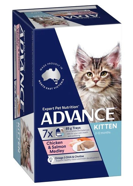 Advance Cat Wet Tray Kitten Chicken & Salmon 7 X 85gm