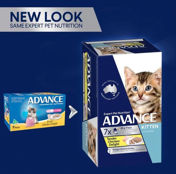 Advance Cat Wet Tray Kitten Tender Chicken Delight 7 X 85gm