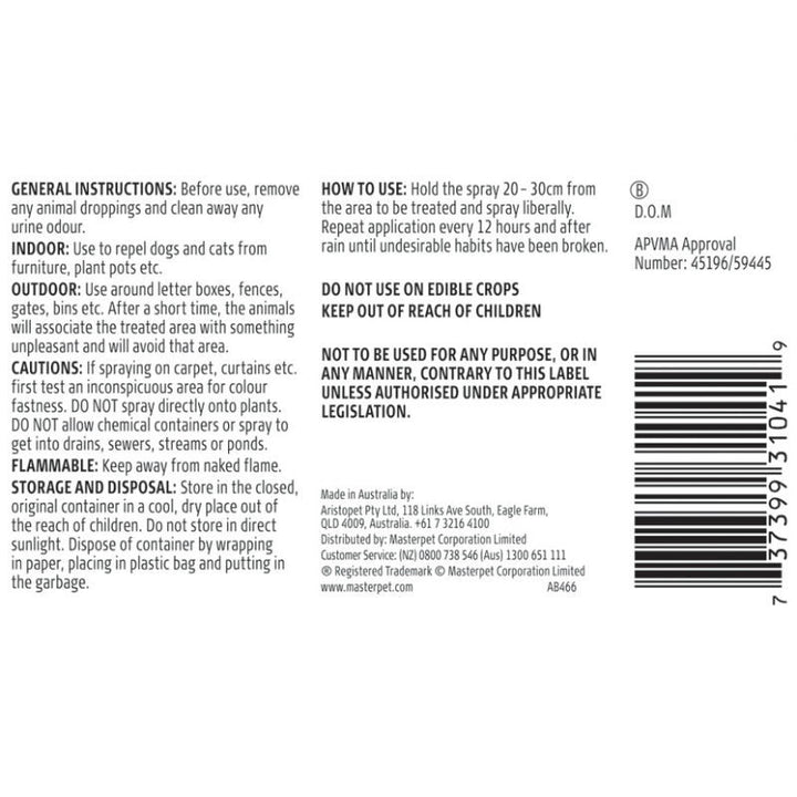 Aristopet Dog Repel Spray House 125ml