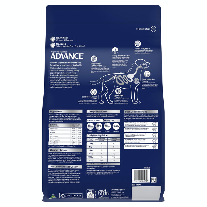 Advance Dog Adult Turkey Toy & Small Breed 3kg