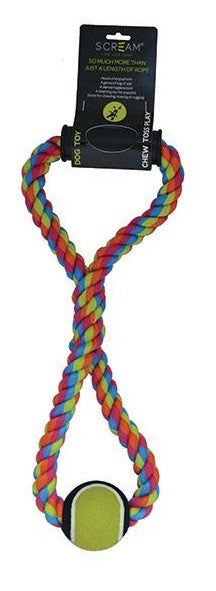 Toy Dog Scream Tug Rope & Ball 50cm