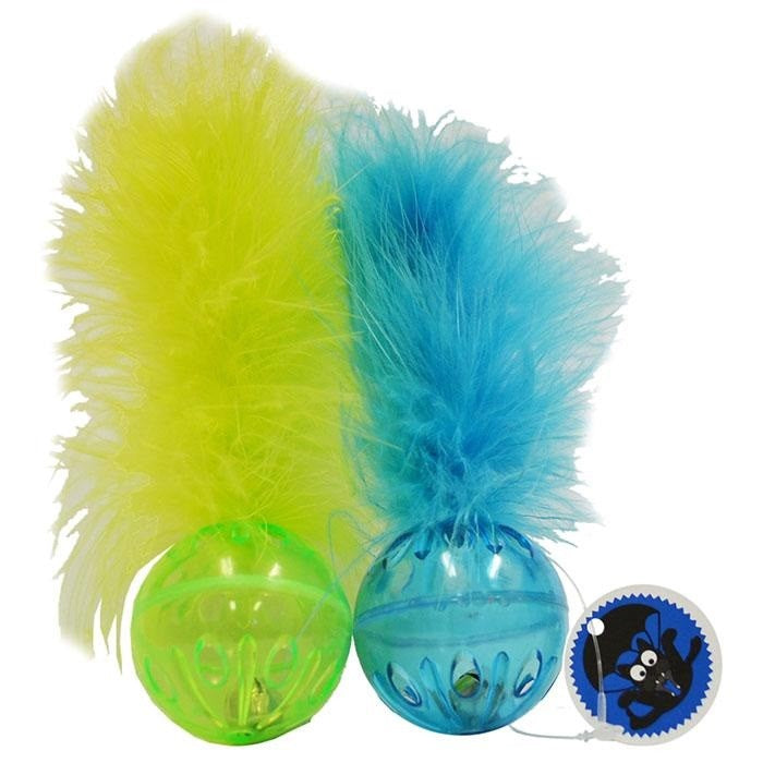 Cat Toy Scream Lattice Ball Green & Blue 2pk
