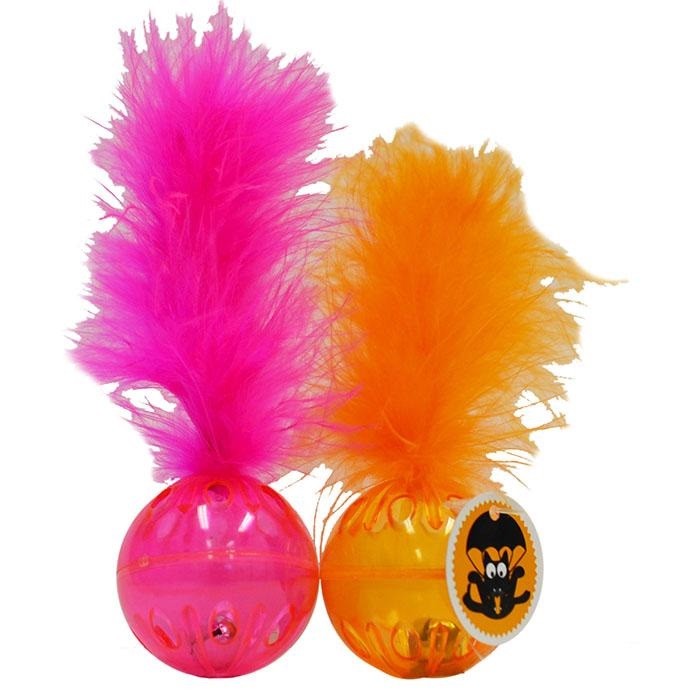 Cat Toy Scream Lattice Ball Orange & Pink 2pk