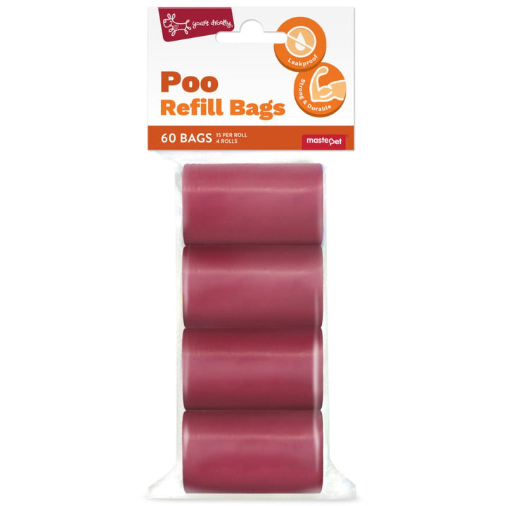 Poo Bag Yours Droolly Refill Red 60pk