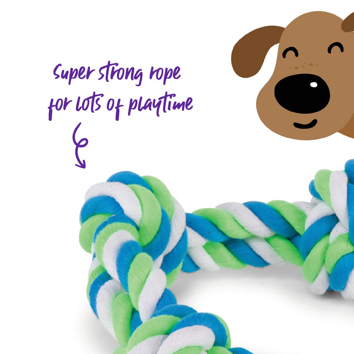 Kazoo Dog Toy Twisted Rope Three Knot Tug Extra Large