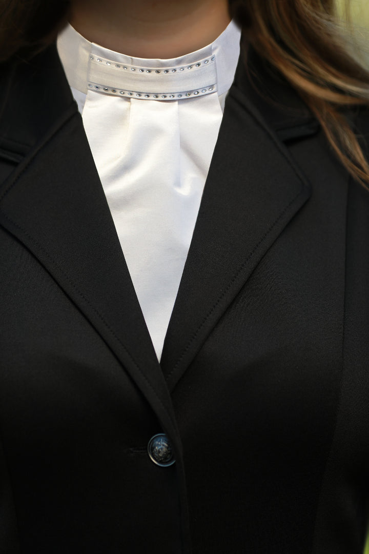 Stock Tie Huntington Double Row Crystals White