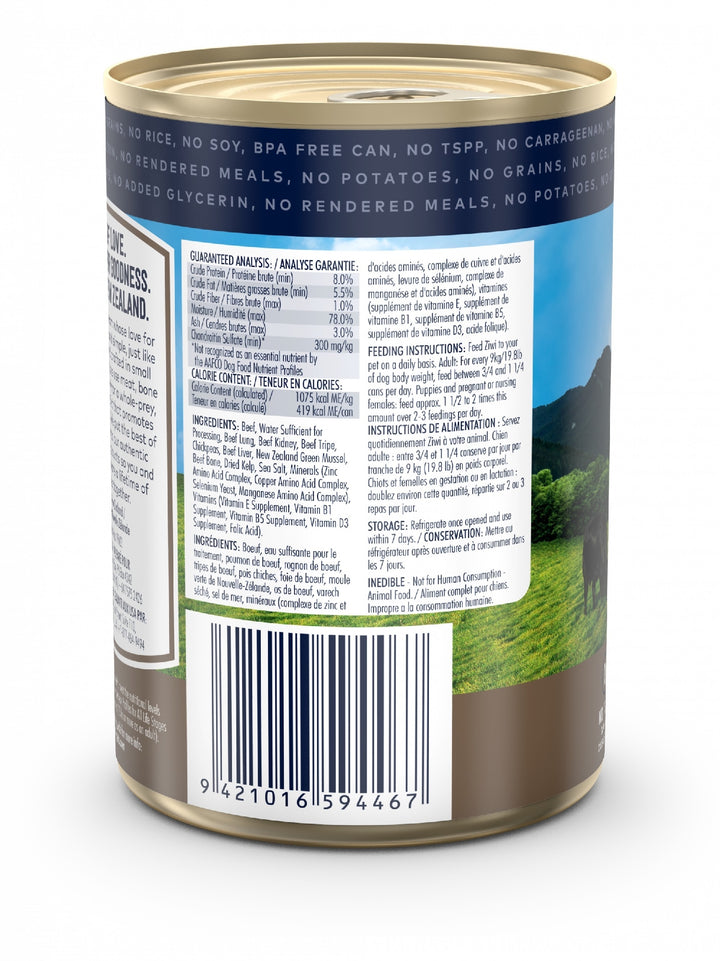 Ziwi Peak Dog Food Can Beef 390gm