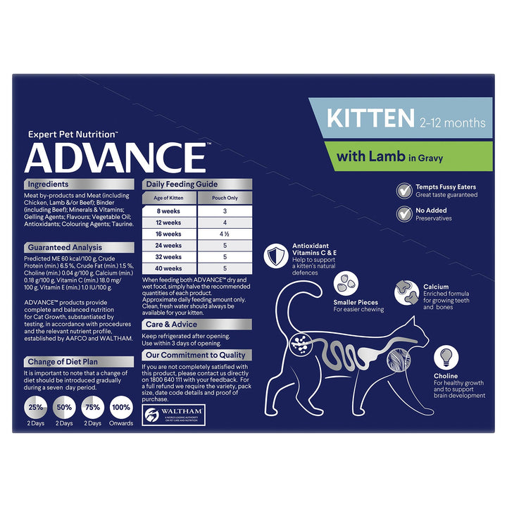 Advance Cat Wet Kitten Lamb Gravy Box Of 12