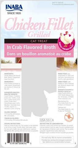 Treat Cat Inaba Grilled Chicken Fillet In Crab Flavoured Broth