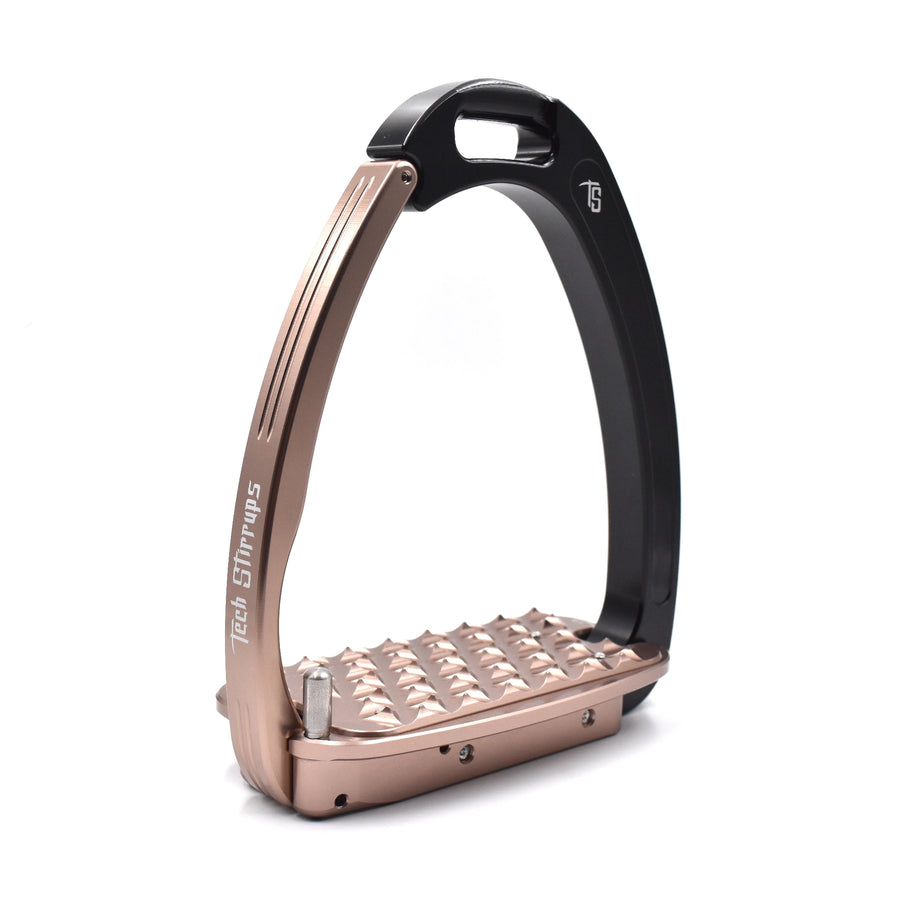 Tech Stirrup Irons Venice Sloped Evo Safety Stirrups Black & Rosegold
