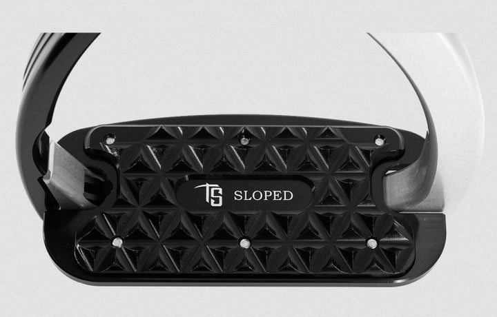 Tech Stirrup Irons Venice Sloped Evo Safety Stirrups Black & Rosegold