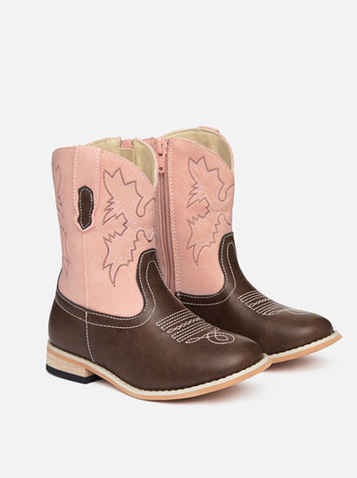 Western Boots Baxter Childrens Light Pink & Brown Junior-Baxter-Ascot Saddlery