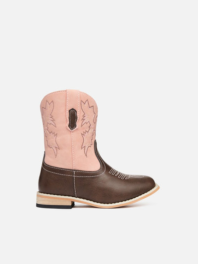 Western Boots Baxter Childrens Light Pink & Brown Junior-Baxter-Ascot Saddlery