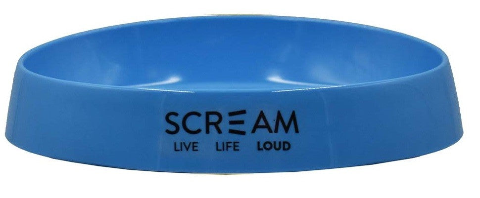 Cat Bowl Oval Face Scream Loud Blue