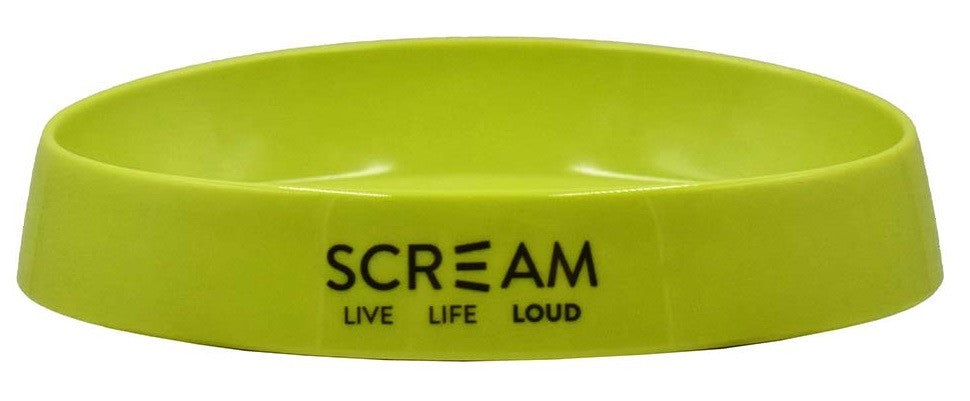 Cat Bowl Oval Face Scream Loud Green