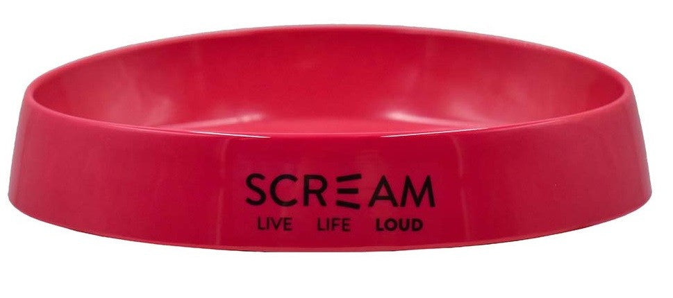 Cat Bowl Oval Face Scream Loud Pink