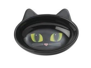 Cat Bowl Frisky Kitty Oval Black