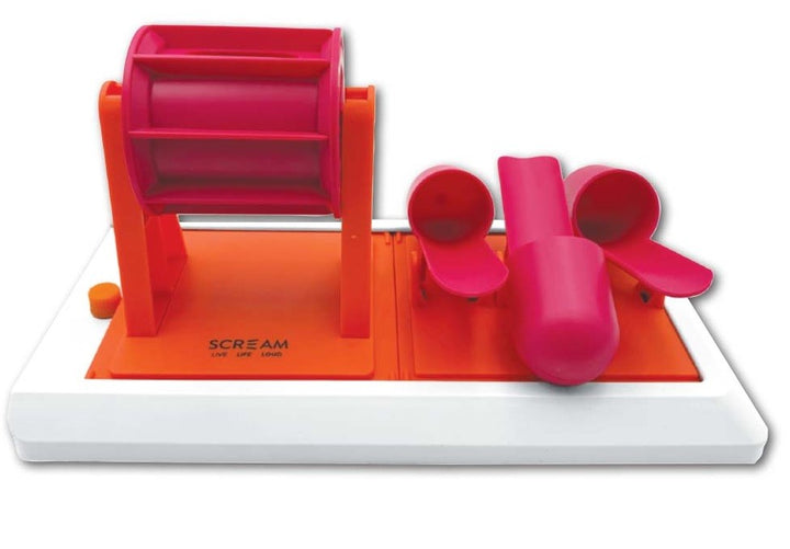 Interactive Dog Fun Treat Barrel Scream 31.5cm X 15.5cm Loud Pink & Orange