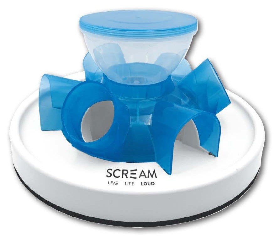 Cat Toy Interactive Tunnel Feeder Scream 27.7cm X 13.7cm Loud Blue