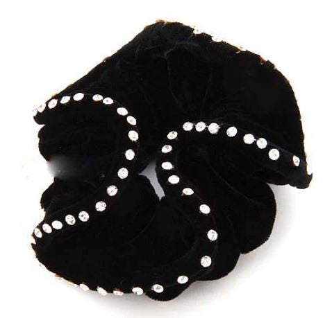 Hair Scrunchie Hamag Black Velvet With Crystals