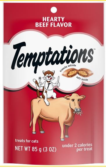 Treat Cat Temptations Snacks Hearty Beef 85gm-Temptations-Ascot Saddlery