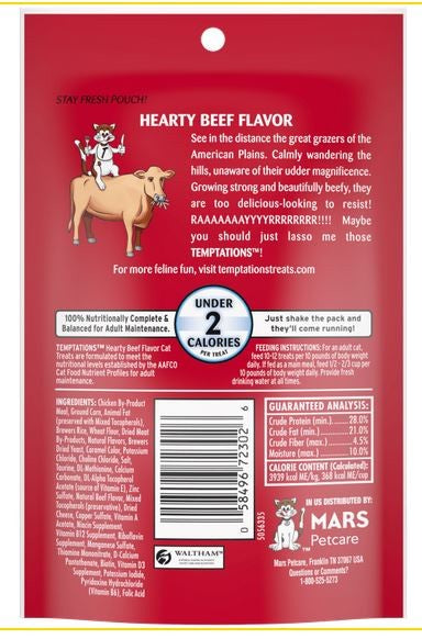 Treat Cat Temptations Snacks Hearty Beef 180gm
