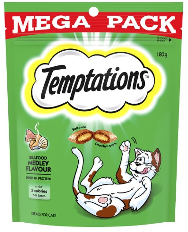 Treat Cat Temptations Snacks Seafood Medley 180gm