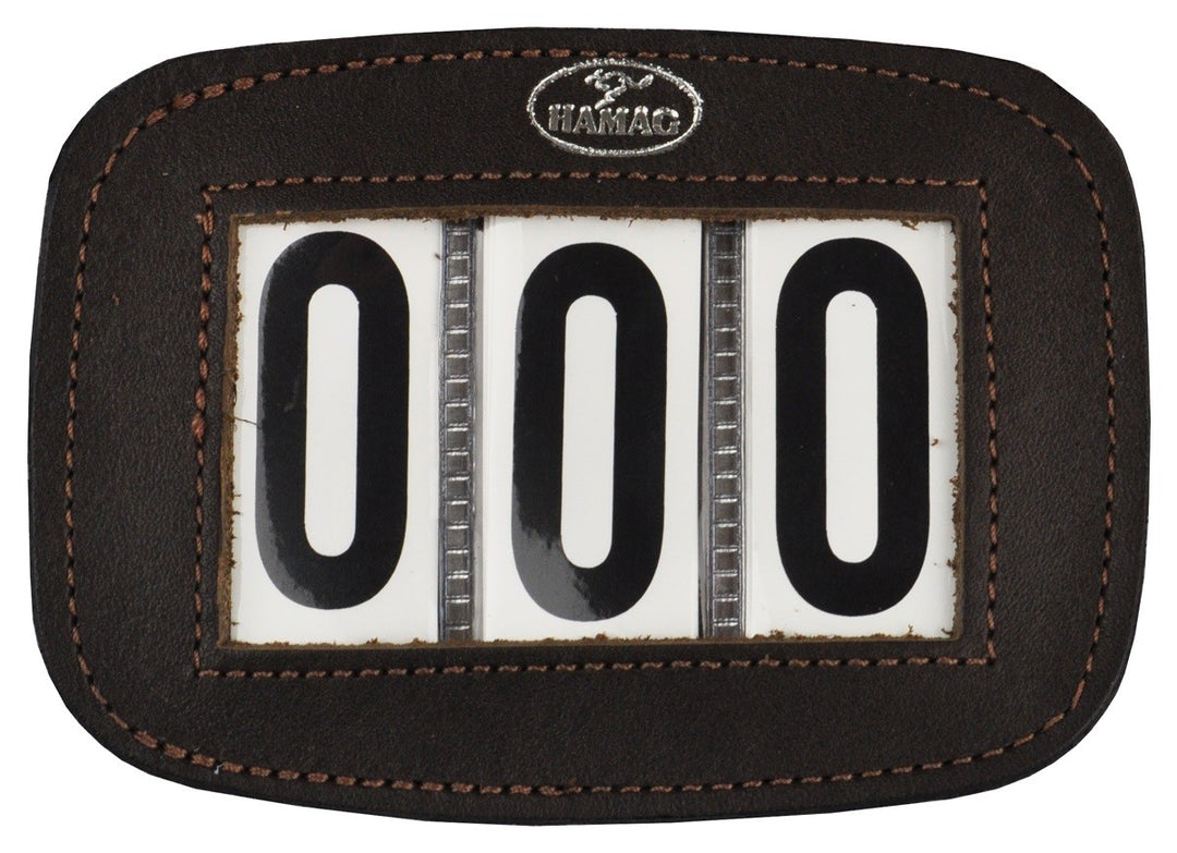 Hamag Number Holder Bridle Leather 3 Digit Pair Mahogany Brown