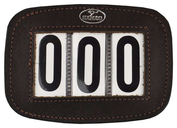 Hamag Number Holder Bridle Leather 3 Digit Pair Mahogany Brown