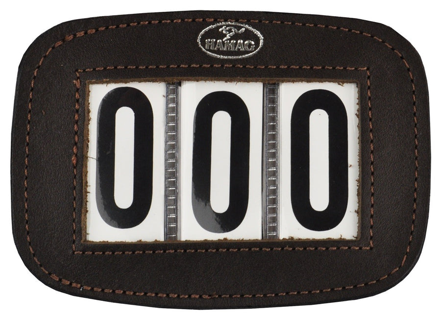 Hamag Number Holder Bridle Leather 3 Digit Pair Mahogany Brown