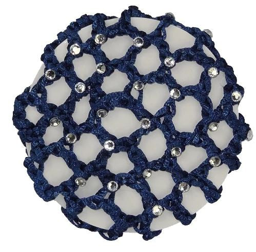 Hair Net Hamag Crocheted Hair Bun Net With Diamantes Navy Blue