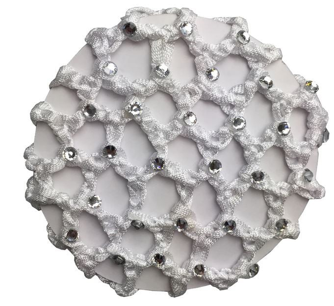Hair Net Hamag Crocheted Hair Bun Net With Diamantes White