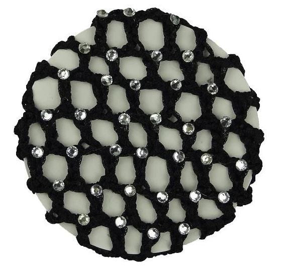Hair Net Hamag Crocheted Hair Bun Net With Diamantes Black