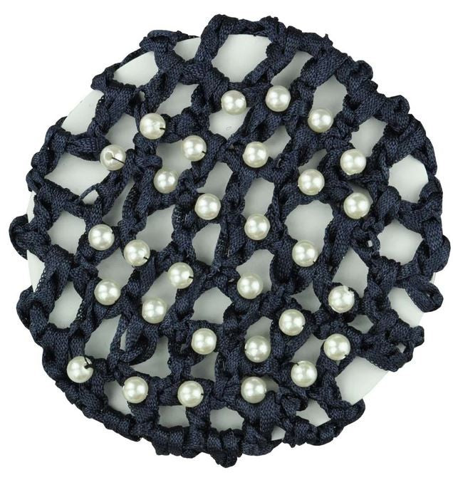 Hair Net Hamag Crocheted Hair Bun Net With Pearls Navy Blue
