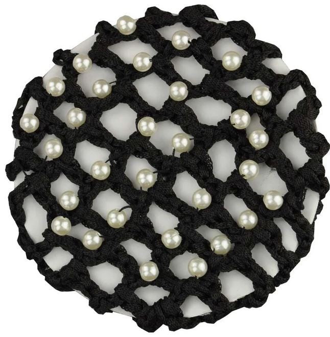 Hair Net Hamag Encrusted Crocheted Ribbon Hair Bun Black