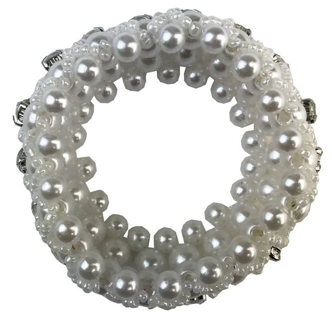 Hair Scrunchie Hamag Pearl With Beads & Crystals Medium