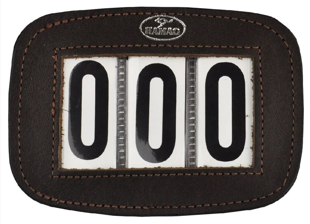 Hamag Number Holder Bridle Leather 3 Digit Pony Pair Mahogany Brown