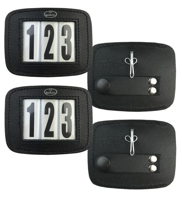 Hamag Number Holder Bridle Leather 3 Digit Pony Pair Mahogany Brown