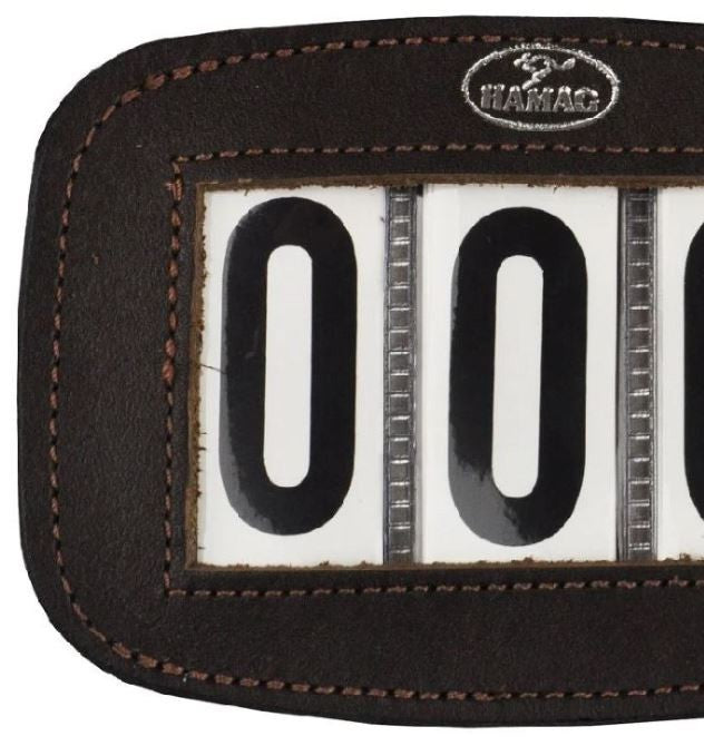 Hamag Number Holder Bridle Leather 4 Digit Pair Mahogany Brown