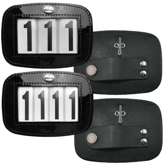 Hamag Number Holder Bridle Patent Leather 4 Digit Pair Black