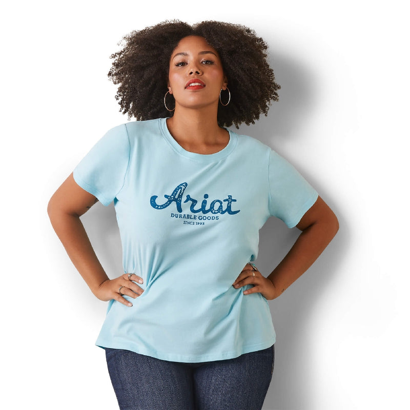 Tee Shirt Ariat Real Durable Goods Short Sleeve Gulf Stream W23 Ladies-Ascot Saddlery-Ascot Saddlery