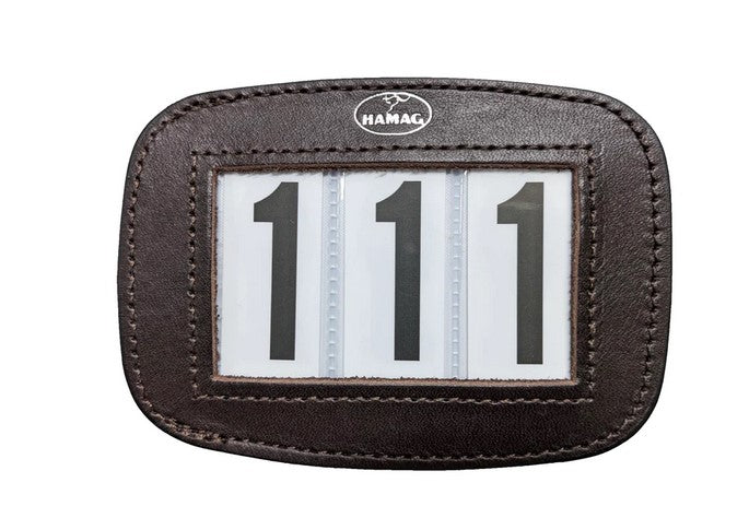 Hamag Number Holder Saddlecloth Leather 3 Digit Pair Mahogany Brown