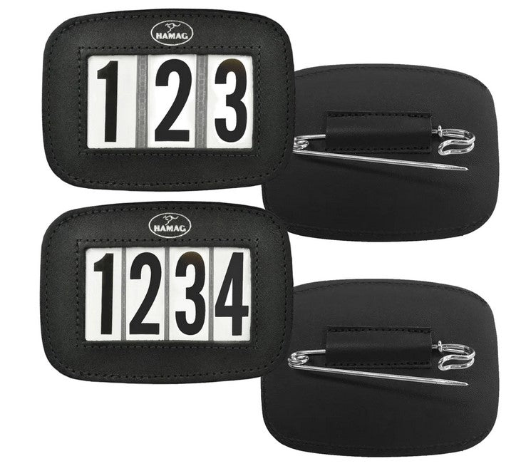 Hamag Number Holder Saddlecloth Leather 3 Digit Pair Mahogany Brown