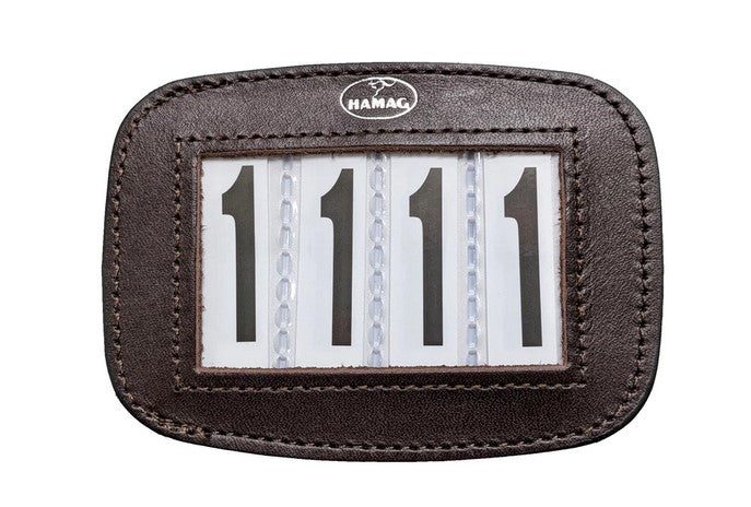 Hamag Number Holder Saddlecloth Leather 4 Digit Pair Mahogany Brown