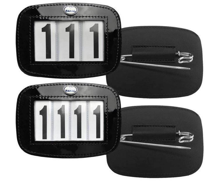Hamag Number Holder Saddlecloth Patent Leather 3 Digit Pair Black