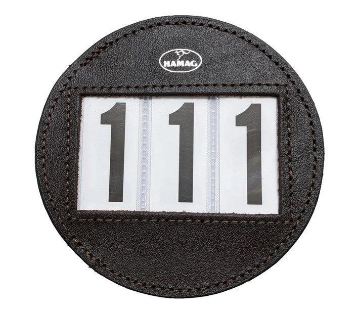 Hamag Number Holder Saddlecloth Round Leather 3 Digit Pair Black