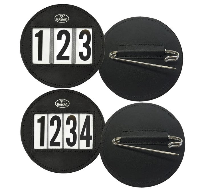 Hamag Number Holder Saddlecloth Round Leather 3 Digit Pair Black